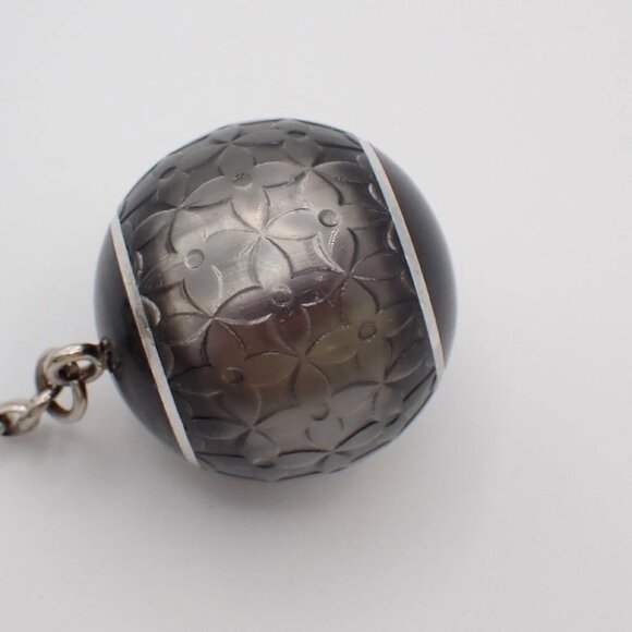 LOUIS VUITTON Logo Bijoux Sac Mini Lin Bag Charm Silver Black - Picture 6 of 7